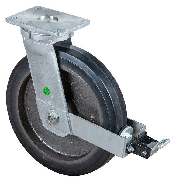 BS Rolls Roulette robuste avec roue/blocage, largeur 75 mm, Ø400 mm, jusqu'à 1200 kg, bandages élastiques noirs, corps de roue coulé, roulements à billes, RR120.B81.400