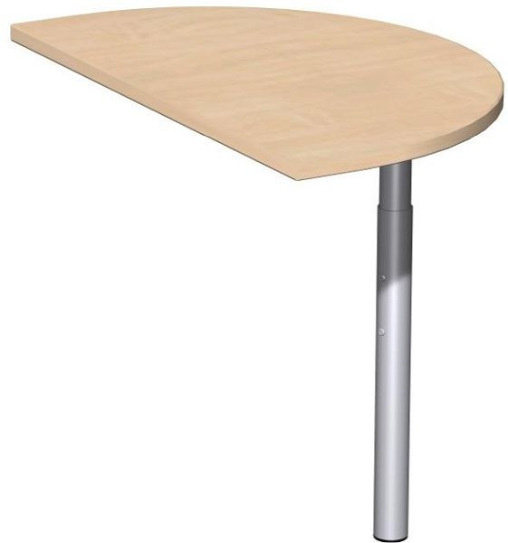 table d'appoint geramöbel semi-circulaire avec pied de support, matériel de liaison inclus, réglable en hauteur, 500x800x680-820, hêtre/argent, N-657006-BS