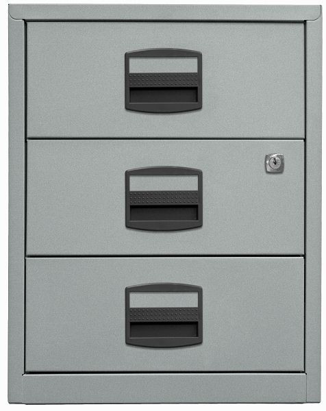 armoire latérale mobile PFA, 3 tiroirs universels, argent, PFAM3S355