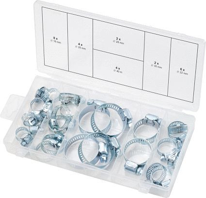 Gamme de colliers de serrage KS Tools, diamètre 16-40 mm, 26 pièces, 970.0070