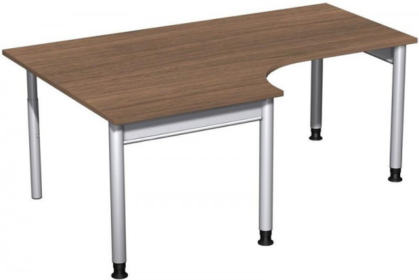 Bureau PC geramöbel gauche, réglable en hauteur, 1800x1200x680-820, noyer/argent, N-657310-NS