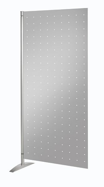 Système mural de présentation Kerkmann, élément en tôle perforée, L 800 x P 450 x H 1750 mm, aluminium argent, 45696614