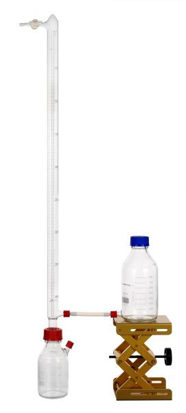 Unité d'eudiomètre Rettberg selon DIN 38414 partie 8 Tube d'eudiomètre de 400 ml, récipient de stockage de 500 ml, récipient de niveau de 1000 ml, 137011008