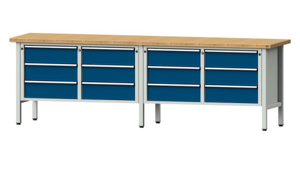 Établis ANKE établi à caissons, modèle 108 V, 2800 x 700 x 890 mm, RAL 7035/5010, BMP 40 mm, 301.445