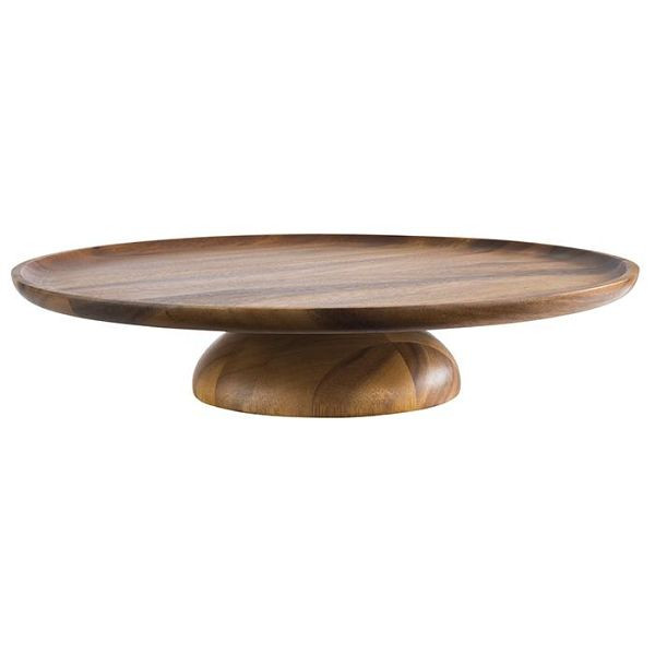 Assiette de service et à gâteau APS, Ø 38,5 cm, hauteur : 8 cm, bois d'acacia, dessous adapté aux meubles, -ACACIA-, 33296