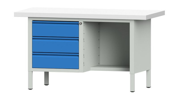 Établis ANKE établi à caissons, modèle 303 E, 1500 x 700 x 850 mm, RAL 7035/5012, KSP 50 mm, 510.303