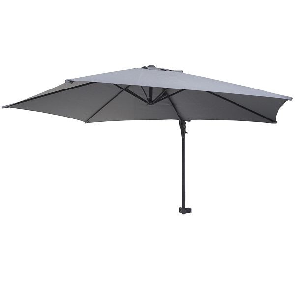 Paravent Mendler Casoria, parasol feu tricolore, parasol balcon, inclinable 3m, polyester aluminium/acier 9kg, gris, 46822