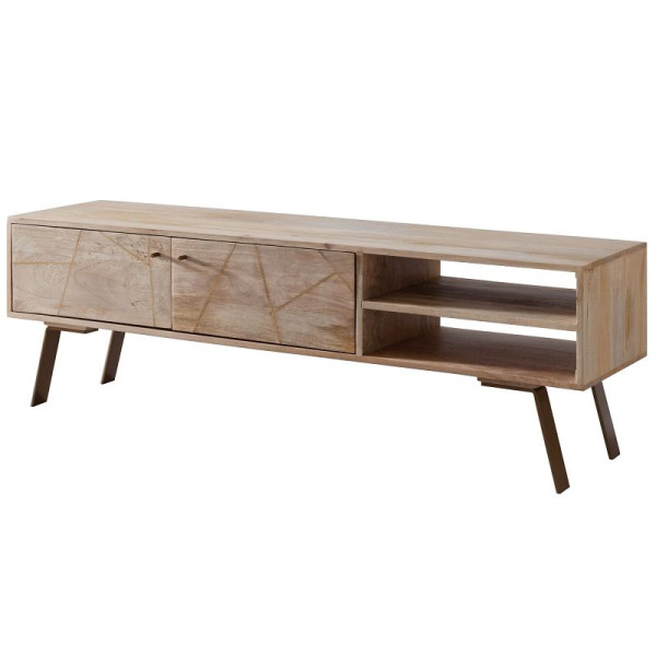 Wohnling Buffet bas HiFi SIKAR Maison de campagne en bois massif de manguier 145x47x35cm, WL5.607
