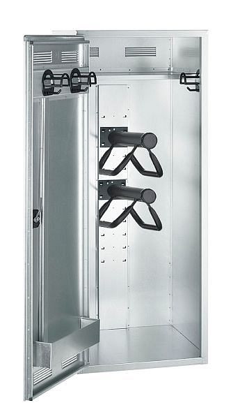 Armoire à selle Peetz avec 1 étagère à chapeau, 2 supports de selle, revêtement plastique noir, 4 supports de bride en plastique noir, porte-bouteille, 150 x 60 x 60 cm, 135