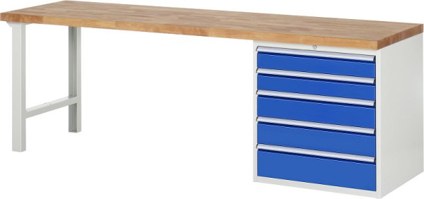 Etabli RAU série 7000 - modèle 7613, L2500 x P700 x H890 mm, base système L2500 x P650 x H850 mm, 03-7613A1-257B4M.11