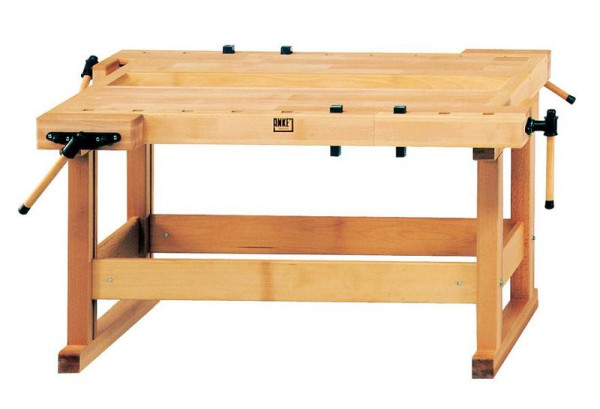 Banc de rabotage ANKE; 2 postes de travail; 1800x1120x860 mm; Envergure 105 mm, pince arrière 160 mm; pour la formation; avec 2 paires de crochets de banc rectangulaires