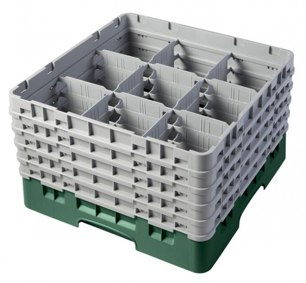Panier de lavage Cambro 9 compartiments Camrack®, vert bouteille, 25,8 cm, lot de 2, 9S958119