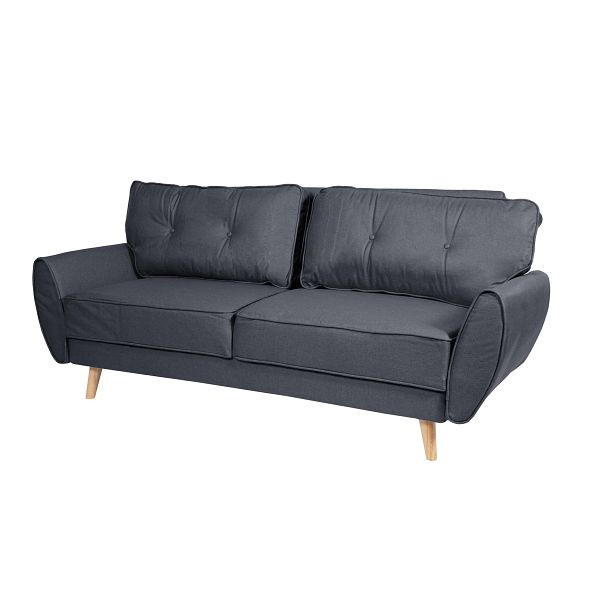 Canapé 3 places Mendler HWC-J19, canapé-lit pliant, fonction couchage, tissu/textile anthracite, 75476