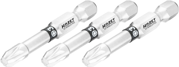 Embout Hazet, 6 pans plein 6,3 (1/4 pouce), profil Pozidriv PZ, PZ3, nombre d'outils : 3, version longue, ouverture de clé : PZ3, 2216NSLG-PZ3/3