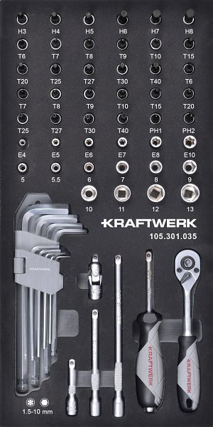 Kraftwerk BASIC LINE EVA douille insert 1/4", 2x4 cm, 61 pièces, 105.301.035