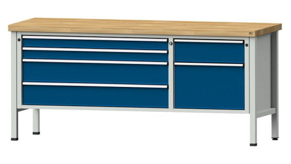 Établis ANKE Établi en caisson, modèle 286 V, 2000 x 700 x 900 mm, RAL 7035/5010, BMP 50 mm, 304.599