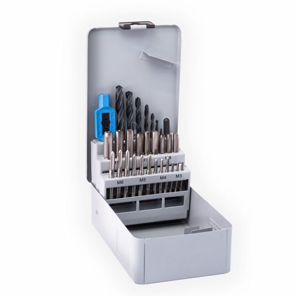 Assortiment de tarauds GSR 30 pièces taraud à main, foret et gabarit de filetage M3-M12, 00708060