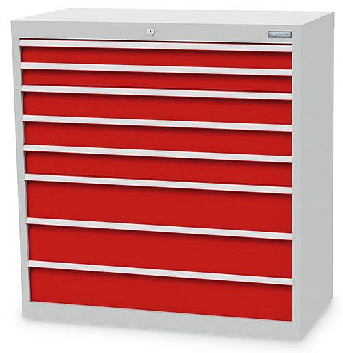 Armoire à tiroirs Bedrunka+Hirth, R 36-16, nombre de tiroirs : 8, 980 x 500 x 1019 mm, hauteur de façade en mm : 2x75, 3x100, 3x150, capacité de charge en kg : 50, 90.23300