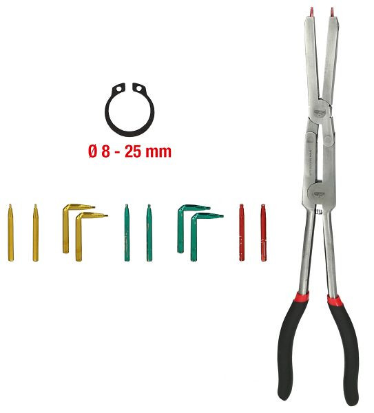 KS Tools Pince-étau à double articulation pour anneaux de verrouillage internes avec pointes remplaçables, 500.7035