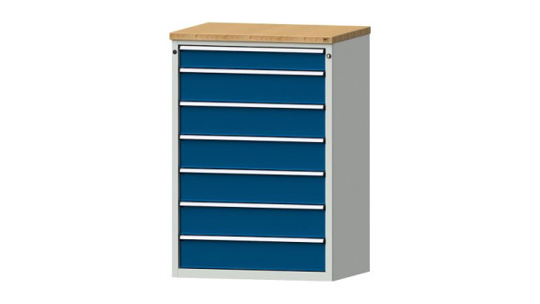 Armoire à tiroirs pour établis ANKE, modèle 4001 V, 915 x 700 x 1320 mm, RAL 7035/5010, BMP 40 mm, 611.301