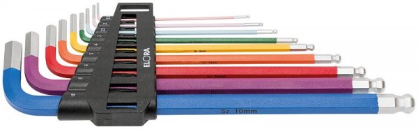 Jeu de tournevis à tête sphérique ELORA, extra, 9 pièces 1,5-10 mm, dans un support en plastique, 159SKU C, 0159530903001