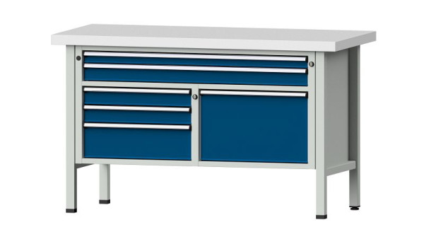 Établis ANKE Établi en caisson, modèle 257 V, 1500 x 700 x 900 mm, RAL 7035/5010, KSP 50 mm, 304.119