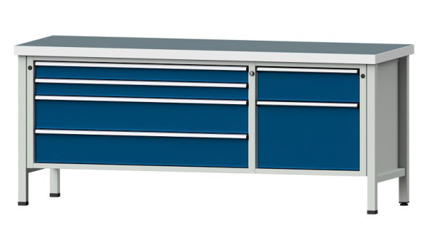 Établis ANKE Établi en caisson, modèle 286 V, 2000 x 700 x 850 mm, RAL 7035/5010, UBP 50 mm, 304.606