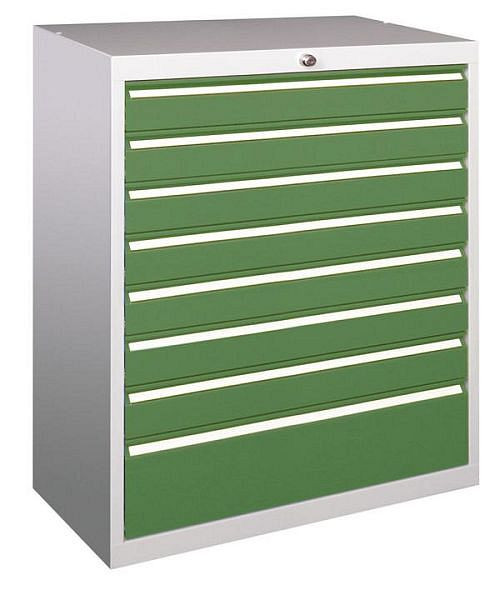 Bloc tiroir Pavoy 1000/600/715, serrure à cylindre rotatif robuste, 8x75, 1x100, 1x200, 43454-100-011-910905