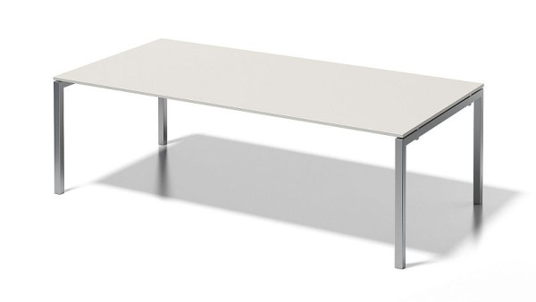 Bisley Cito station de travail / table de conférence, cadre en U de 730 mm, réglable en hauteur, H 19 xl 2400 x P 1 200 mm, gris-blanc / argent, DUF2412GW355