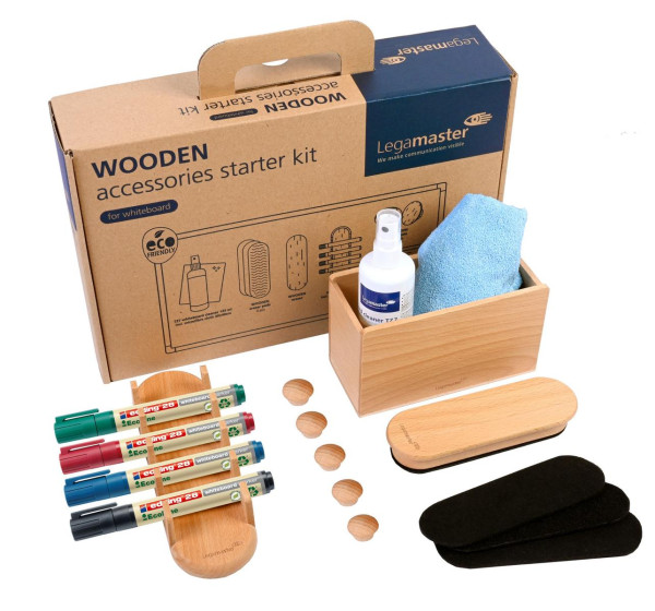 Kit de démarrage d'accessoires Legamaster WOODEN pour tableaux blancs, 7-125600