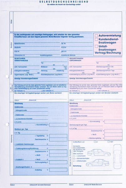 Formulaire Eichner &quot;Contrat de location et facture pour les conducteurs autonomes&quot;, UE : 25 pièces, 9036-00163