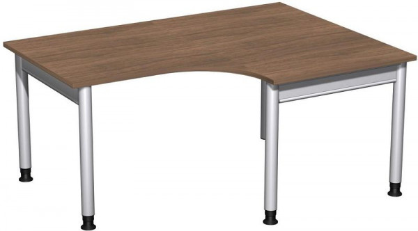 Bureau PC geramöbel droit, réglable en hauteur, 1600x1200x680-820, noyer/argent, N-657319-NS