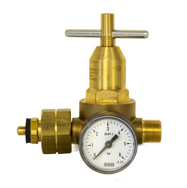 ELMAG petit régulateur de pression 'PROPANE' avec manomètre 0-6 bar, débit 18 kg/h, raccord de tuyau G 3/8' LH, 56122