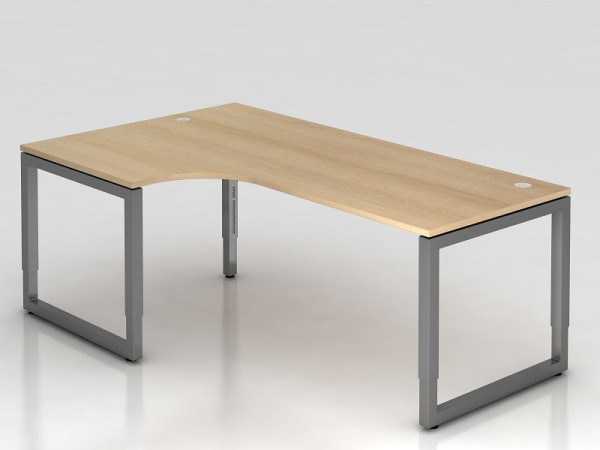 Hammerbacher table d'angle pied O carré 200x120cm chêne/graphique, forme d'angle 90°, peut être monté à gauche ou à droite, VRS82/E/G
