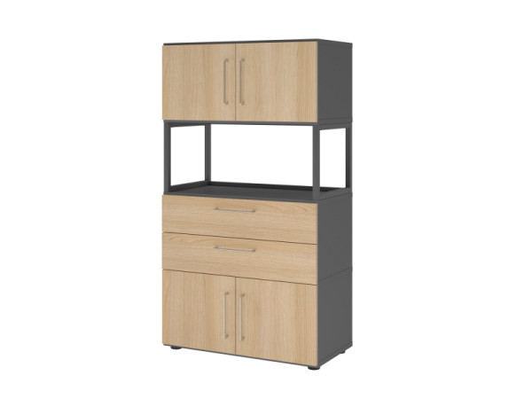 Armoire combinée Hammerbacher, 4OH, graphite/chêne, VFW48K7RG/G/E/BS