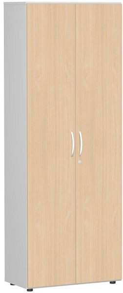 armoire à double porte geramöbel avec pieds, amortisseur de porte inclus, verrouillable, 800x420x2160, hêtre/gris clair, S-386100-BL