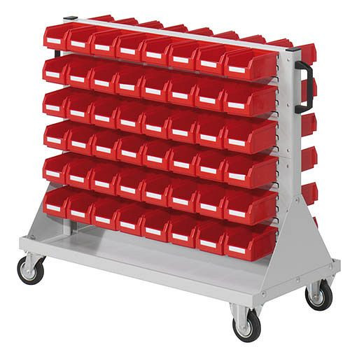 Chariot Bedrunka+Hirth taille 2, 96 boîtes de rangement, dimensions en mm (LxPxH) : 1000 x 500 x 890, 04.02.0913