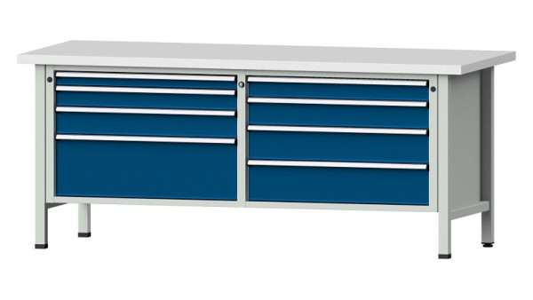 Établis ANKE Établi en caisson, modèle 144 VX, 2000 x 800 x 840 mm, RAL 7035/5010, KSP 40 mm, 330.164