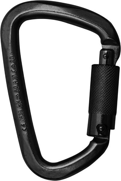 Crochet mousqueton Skylotec avec protection trilock HMS STEEL TRI, acier, HMS, 50 kN, noir, 22 kN, H-033-03