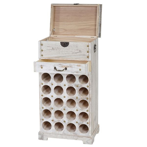 Casier à vin Mendler Lucan T323, casier à bouteilles pour 20 bouteilles, 94x48x31cm, aspect shabby, vintage, blanc, 37461
