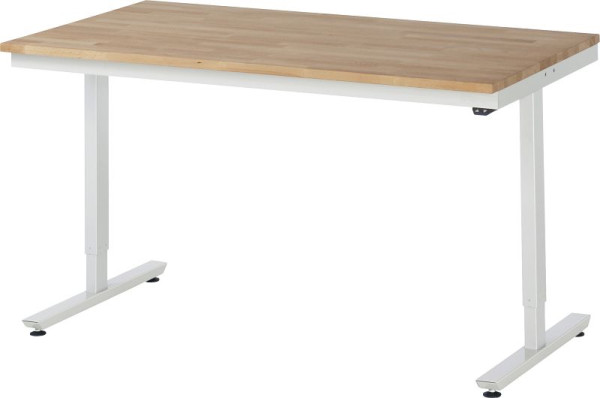 Table de travail RAU série adlatus 150 (réglable électriquement en hauteur), plan de travail en hêtre massif, 1500x720-1120x800 mm, 08-AT-150-080-B