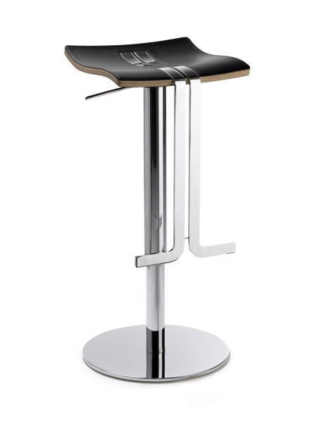 Mayer Sitzmöbel , structure chromée, assise en cuir noir, 1208_01_87