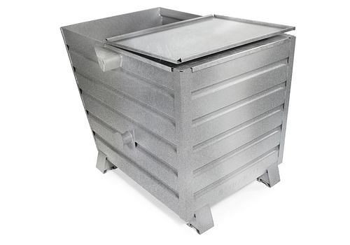 Conteneur universel pour produits en vrac DENIOS en acier, 650 litres, avec couvercle, galvanisé, 174-067
