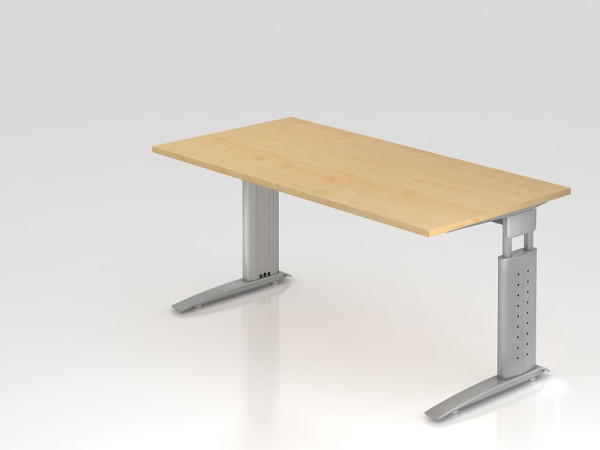Bureau Hammerbacher pied C 160x80cm érable/argent, hauteur de travail 68-86 cm réglable, VUS16/3/S