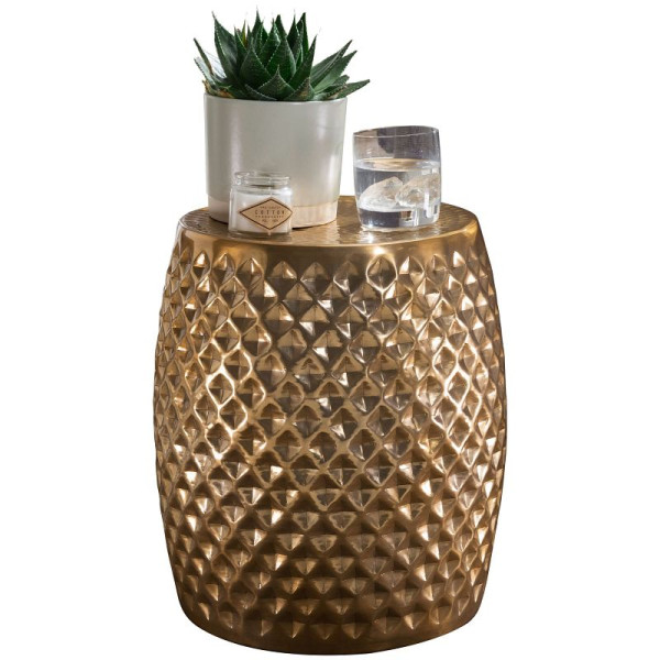 Wohnling table d'appoint SITA 32 x 42 x 32 cm aluminium doré rond oriental, WL5.450