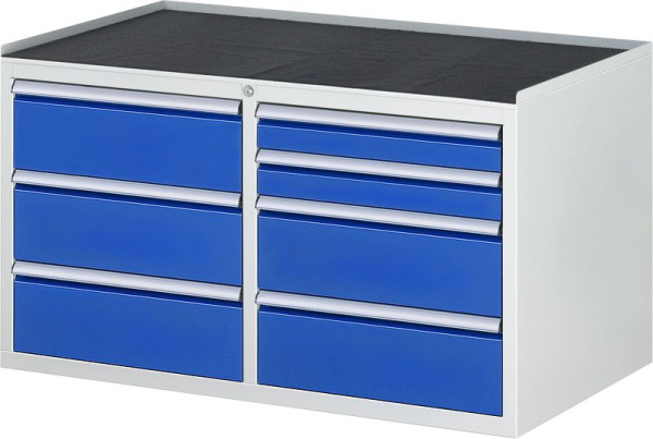 Armoire à tiroirs RAU série 7000, L1145xP650xH645mm, gauche : tiroirs : 3xH180mm, droite : tiroirs : 2xH90, 2xH180mm, support métallique, 03-LL3.0.1A-MT.11