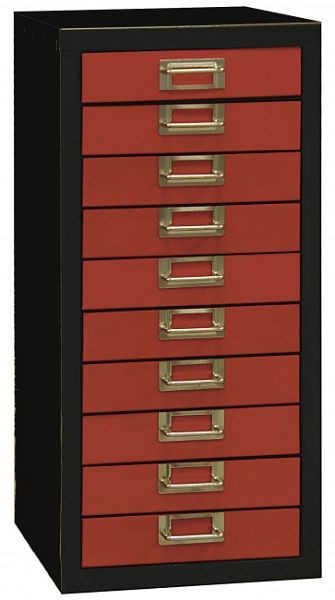 Caisson tiroir ADB 10, dimensions hors tout (L x P x H) : 27 x 34,2 x 50 cm, couleur du corps : gris anthracite (RAL 7016), couleur du tiroir : rouge feu (RAL 3000), 40310