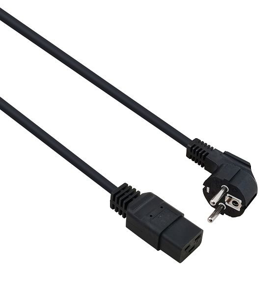 Câble de raccordement secteur Helos, fiche de sécurité 90° vers C19, noir, 3,0 m, 262777
