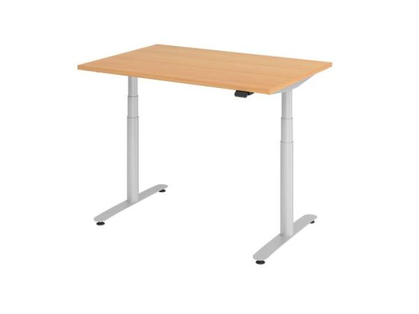 Hammerbacher bureau assis-debout électrique 120x80cm hêtre/argent, VXDLR12/6/S