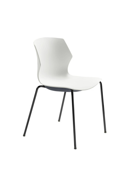 Chaise empilable Mayer Sitzmöbel , structure à 4 pieds anthracite, coque en plastique blanc de haute qualité, hauteur d'assise 46 cm, 2510_17_02